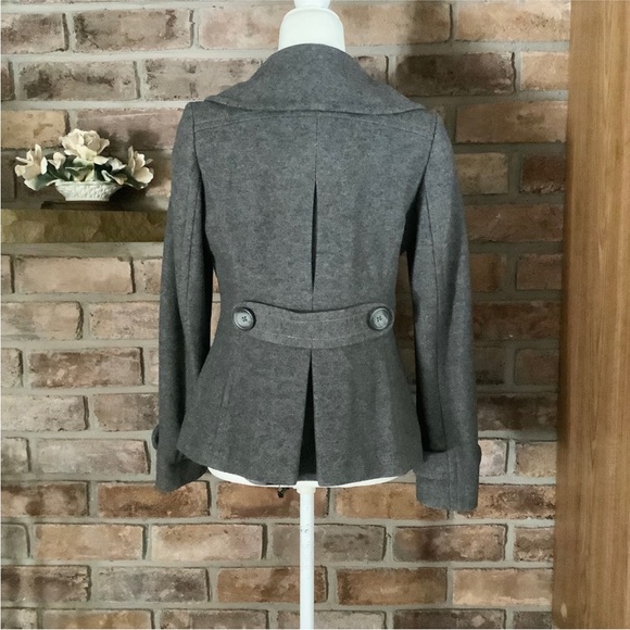 BANANA REPUBLIC Double Breasted Wool Blend Gray Peacoat - Picture 3 of 7